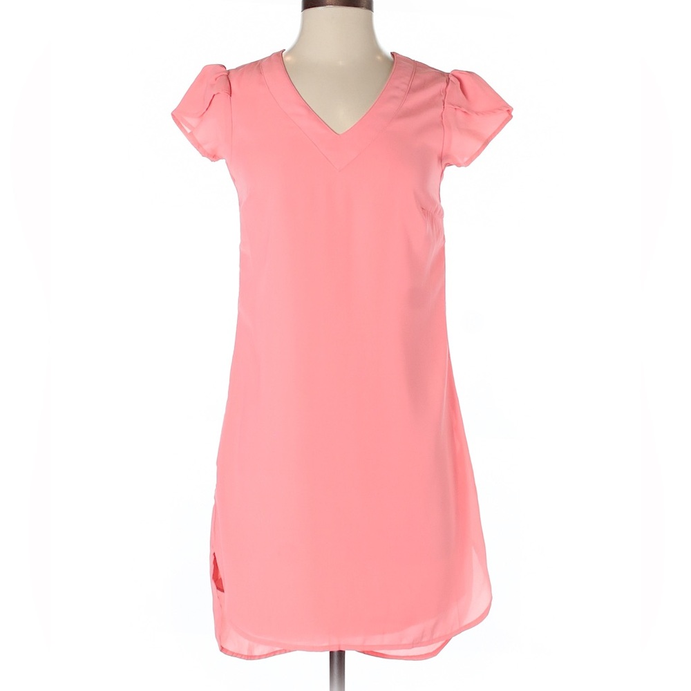 NWOT Japna Shirt Dress Pink A-Line Short Sleeve V-Neck Sheath Zip XS